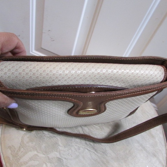 Vtg PAOLO GUCCI GG Pattern women's leather oatmeal shoulder bag - Picture 12 of 16